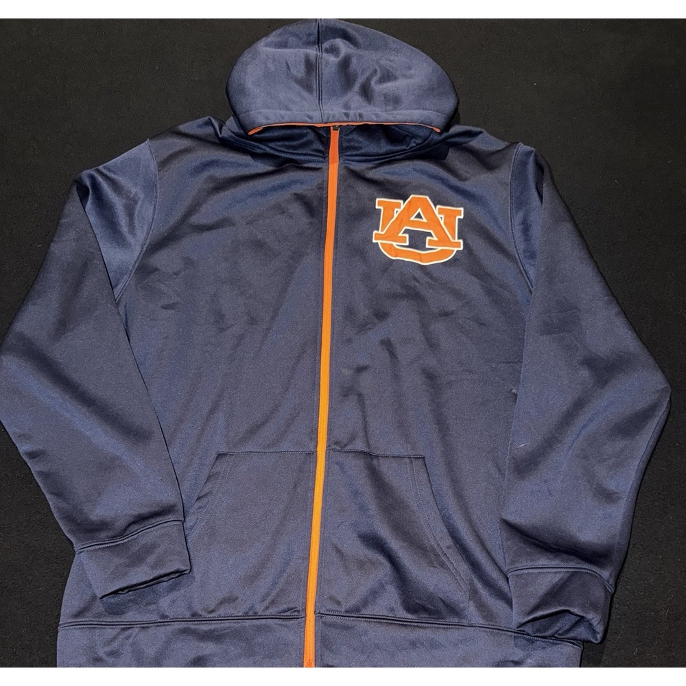 Auburn Tigers Full Zip Lined Hooded Sweatshirt Blue Embroidered Logo Mens XXL